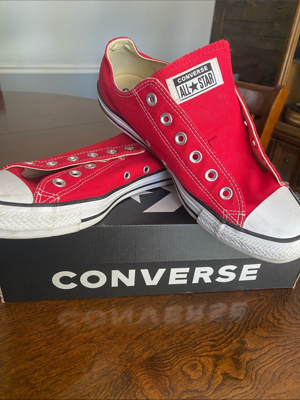 Converse Red Low-Top Slip-On Sneakers